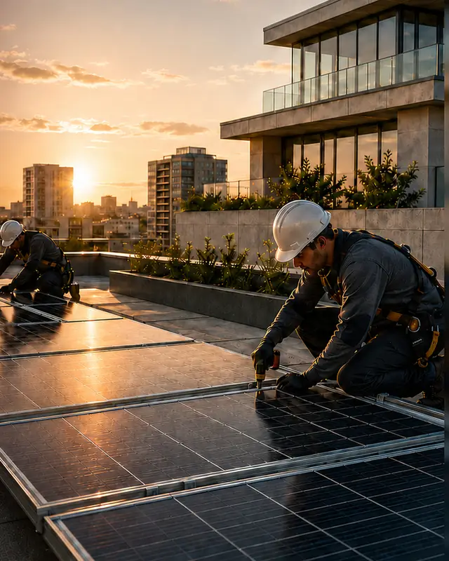 Instalación de placas solares en cubierta