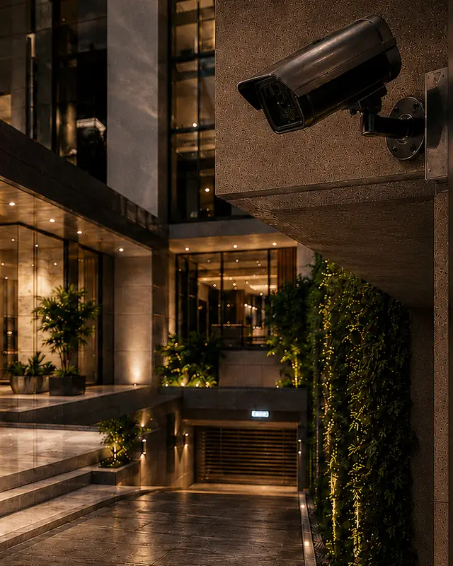 Cámara de videovigilancia en un edificio